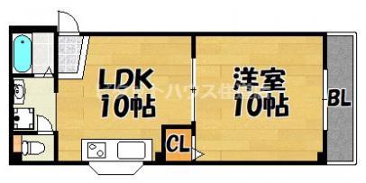 ヴェルドール住道(1LDK/3階)の間取り写真