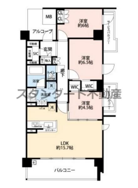 シエリア京都二条(3LDK/7階)の間取り写真