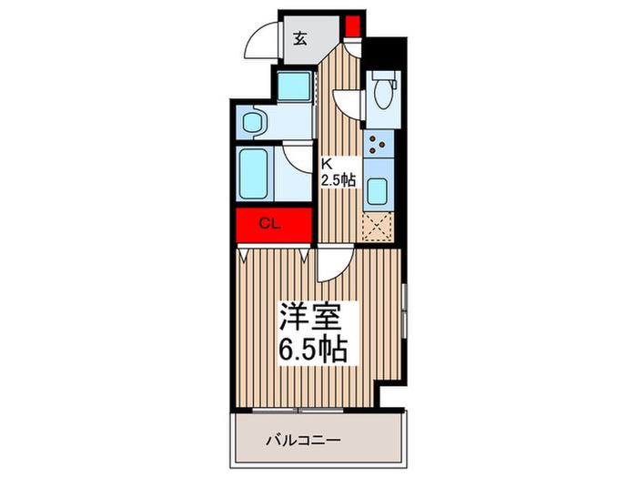 WAVE草加(1K/2階)の間取り写真