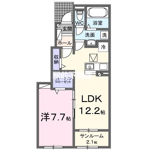 ソレイユ西原 I(1LDK/1階)の間取り写真