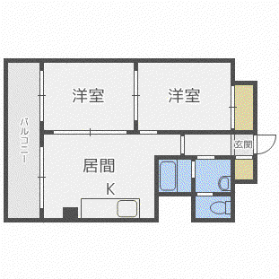 豊平アシュウ(2LDK/5階)の間取り写真