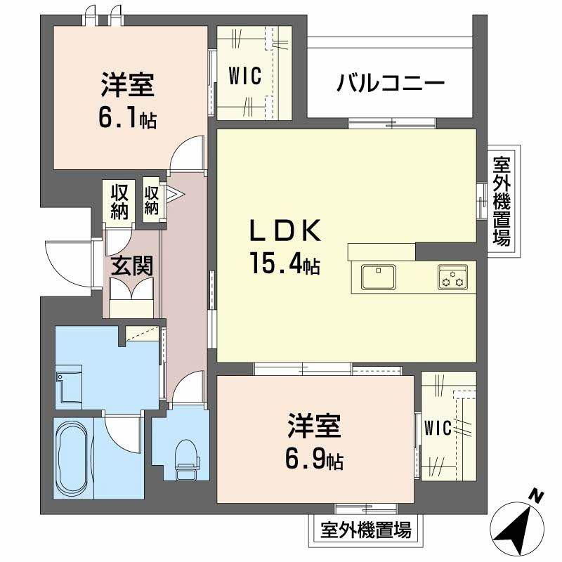 エテルノ 和(2LDK/2階)の間取り写真