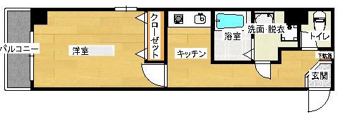 センテニアル東平塚(1DK/9階)の間取り写真