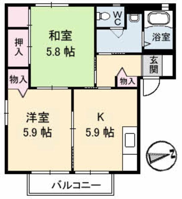 シャーメゾン愛宕山(2K/1階)の間取り写真
