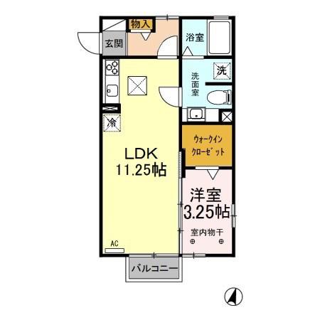 リジエール A/B(1LDK/1階)の間取り写真