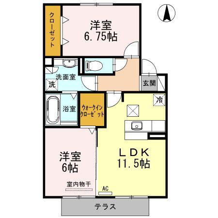 リバーベル(2LDK/1階)の間取り写真