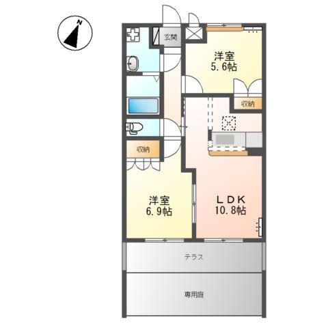 クレアウィンド(2LDK/1階)の間取り写真