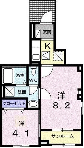 フォルトーナ S(2K/1階)の間取り写真