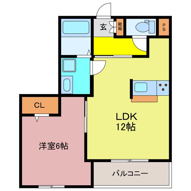 フェリシア(1LDK/2階)の間取り写真