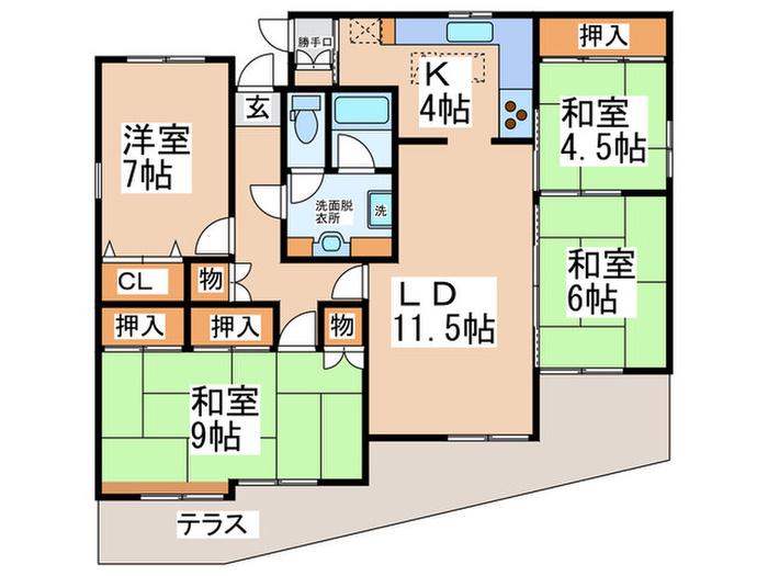 グローハイツ藤井寺(4LDK/1階)の間取り写真