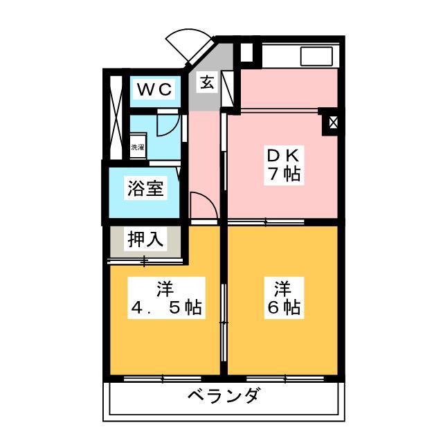長谷川BLD(2DK/4階)の間取り写真