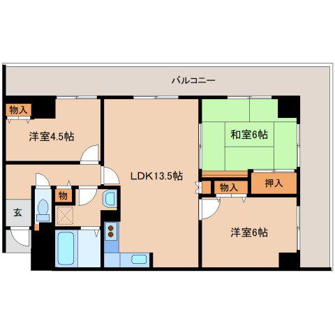 カサグランデ(3LDK/5階)の間取り写真