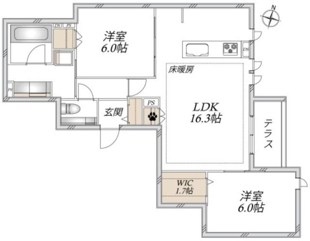 給田4丁目メゾン(2LDK/1階)の間取り写真