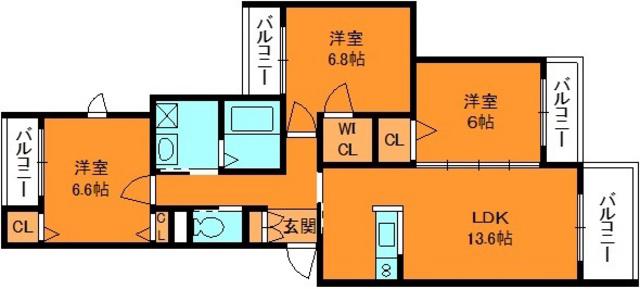 シャーメゾン フォレスト レジデンス(3LDK/3階)の間取り写真