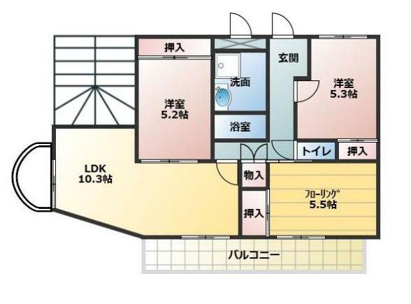 サングレース荒井(3LDK/2階)の間取り写真