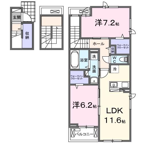 フォンド(2LDK/3階)の間取り写真