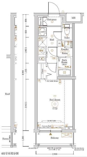 LOG登戸STATION SIDE(1K/4階)の間取り写真