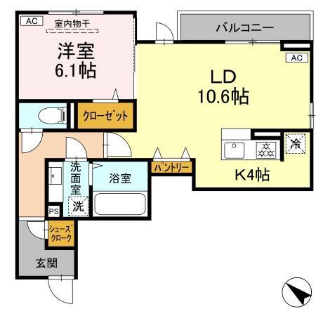D-ROOM泉崎II(1LDK/3階)の間取り写真