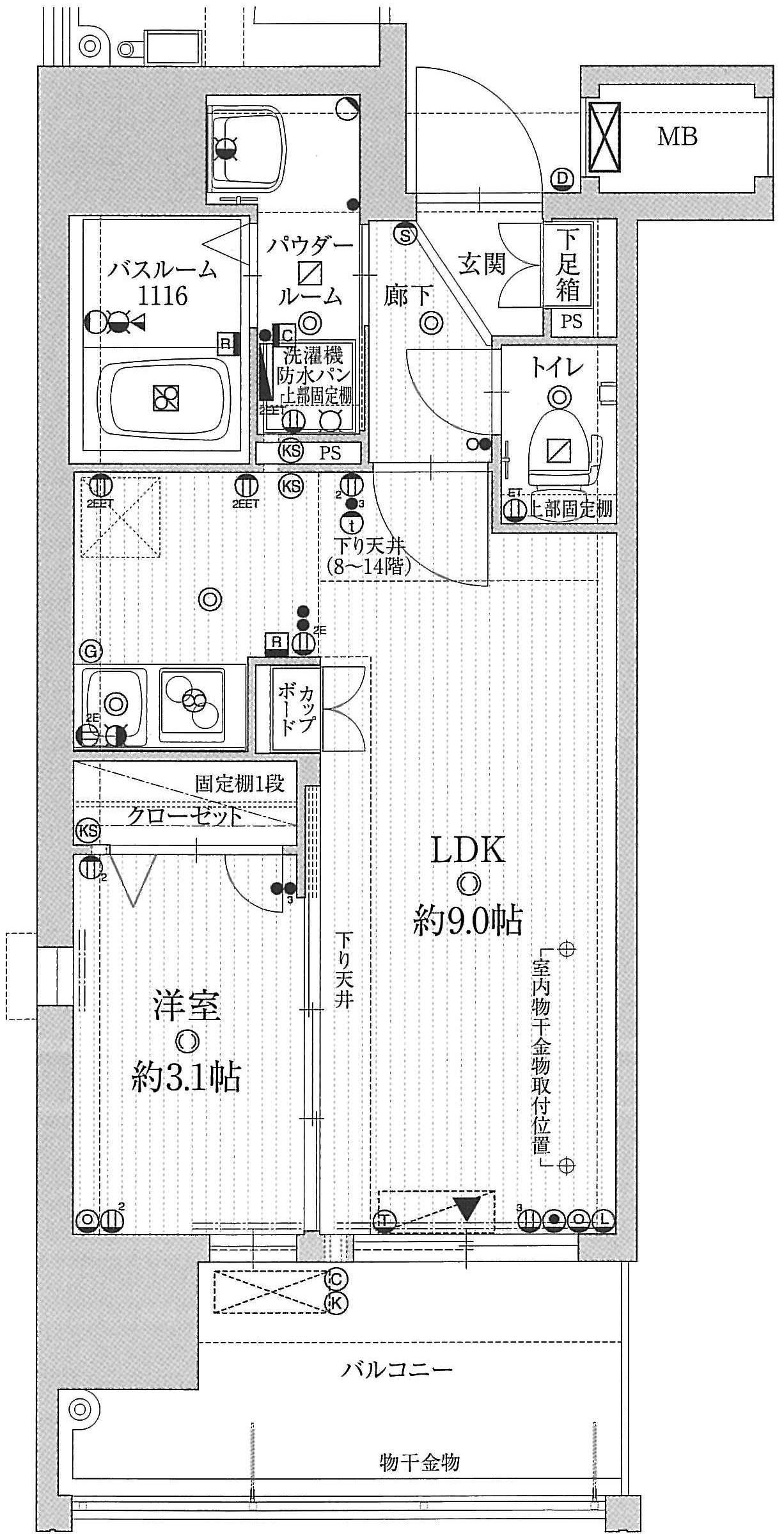 グランフォーレプライム大手門(1LDK/7階)の間取り写真
