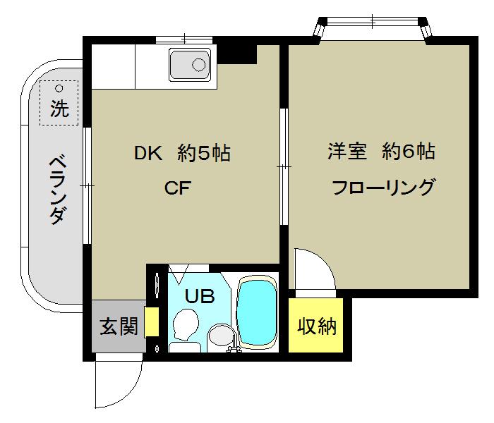 倉茂コーポ(1DK/2階)の間取り写真