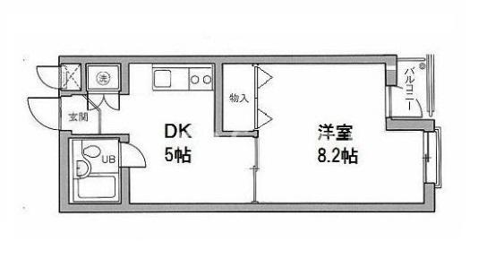パレドール氷川台(1DK/2階)の間取り写真