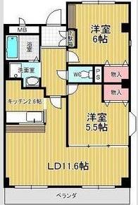 ブラウベルグ(2LDK/2階)の間取り写真