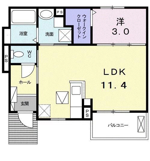 SOLE PRESSO(1LDK/1階)の間取り写真