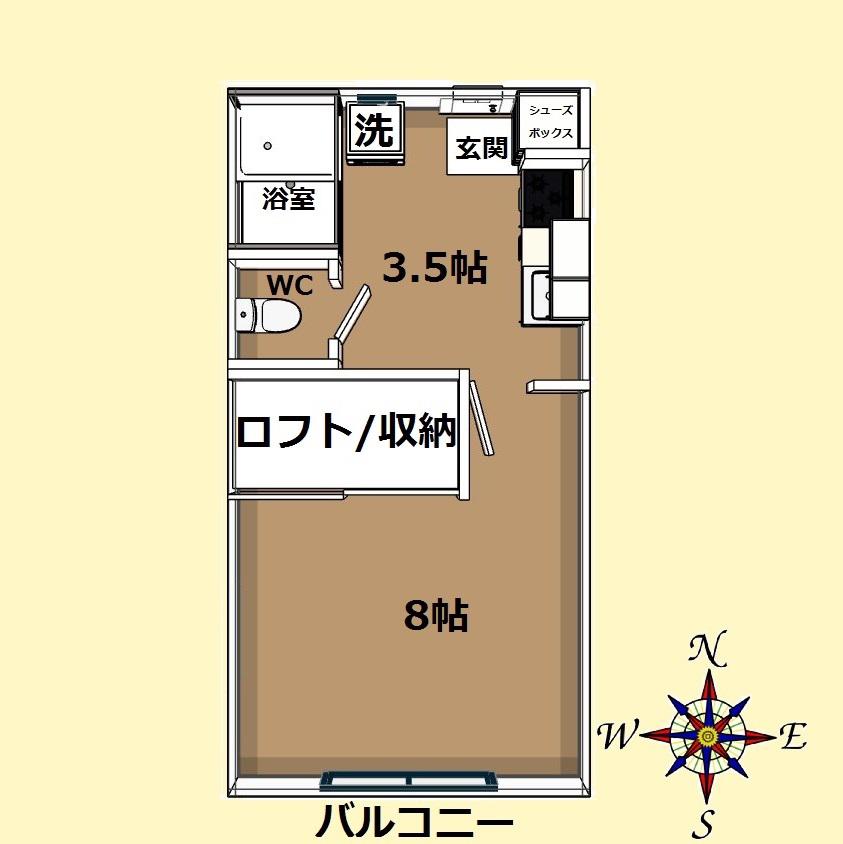 クリスタル(1K/1階)の間取り写真