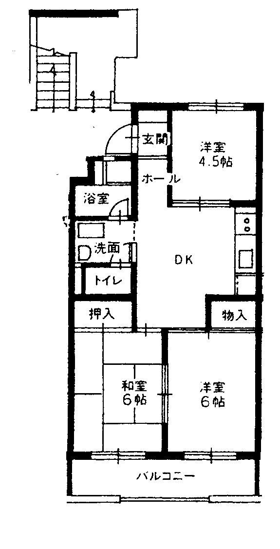 パークハイツ牧野(3DK/2階)の間取り写真