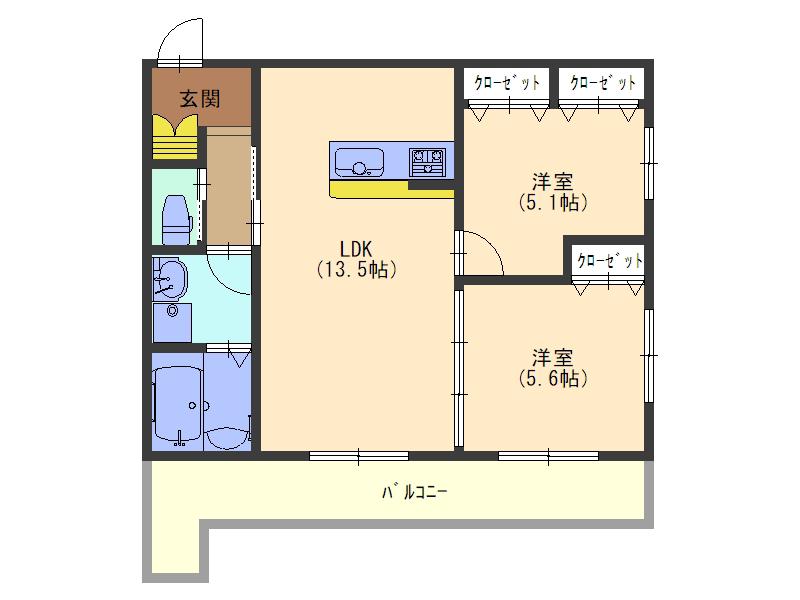 吉泉さくらマンション(2LDK/3階)の間取り写真