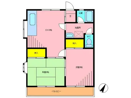 メゾンキシ(2DK/1階)の間取り写真