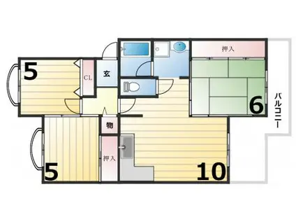 シティハイツ竹の台2号棟(3LDK/5階)の間取り写真