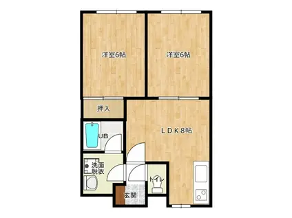 サティオミヤザキ(2DK/2階)の間取り写真