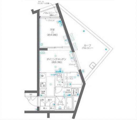 ZOOM碑文谷(1DK/2階)の間取り写真