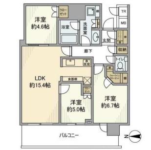 パークタワー晴海(3LDK/20階)の間取り写真