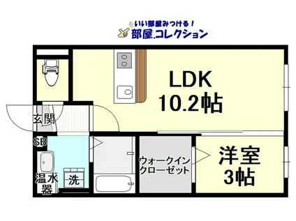 オーク上富野(1LDK/1階)の間取り写真