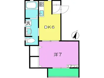 胡桃ガーデン(1DK/2階)の間取り写真