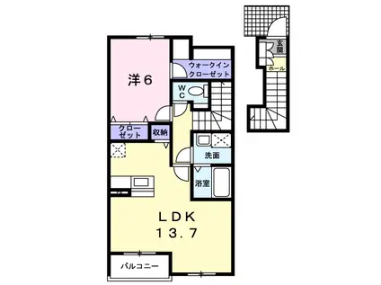 メゾンシャルマン(1LDK/2階)の間取り写真