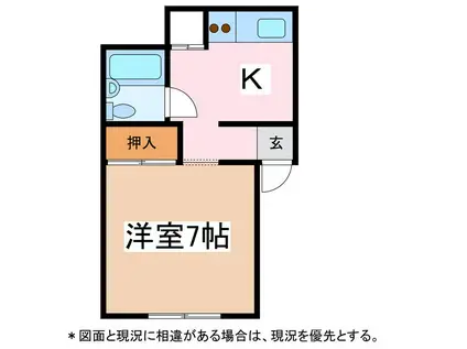 ポピーハイツ黒岩(1K/1階)の間取り写真