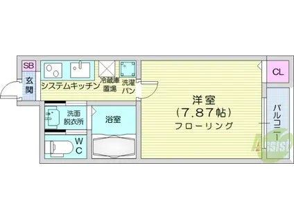 RESONANT SQUARE(1K/3階)の間取り写真