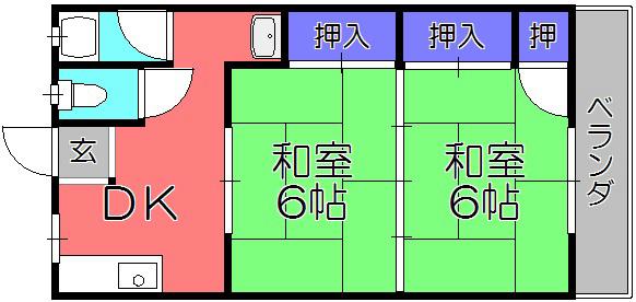 東陽コーポ(2DK/1階)の間取り写真