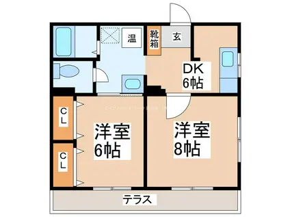 Mコーポ(2DK/1階)の間取り写真