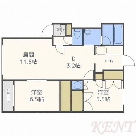 プリマヴェーラ西町(2LDK/1階)の間取り写真