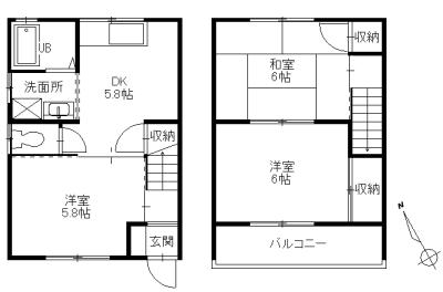 プレジール高木(3DK/1階)の間取り写真