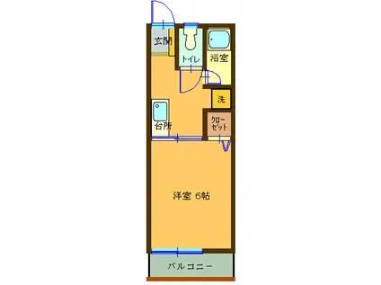 シティハイムリアスE(1K/2階)の間取り写真