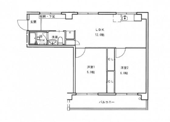 ヒルヴィスタ三滝(2LDK/5階)の間取り写真