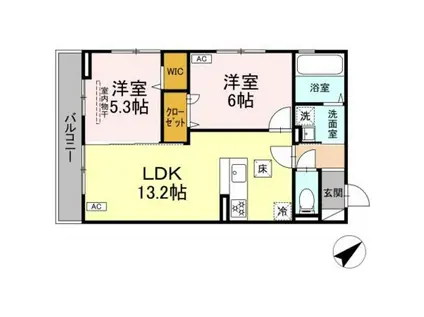 BLANC CUBE(2LDK/2階)の間取り写真