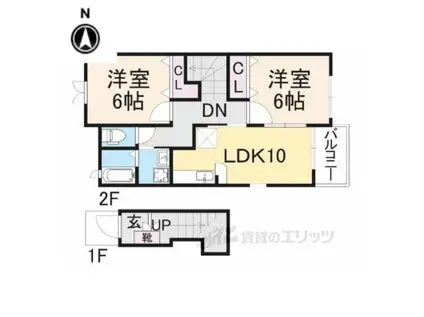 カーサヴェルデ(2LDK/2階)の間取り写真