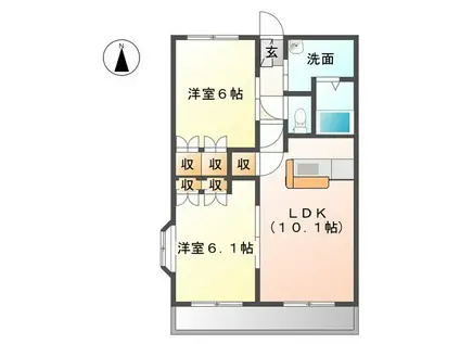 CORPOさくらA(2LDK/2階)の間取り写真