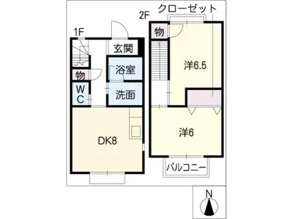 VERTU(2DK/2階)の間取り写真